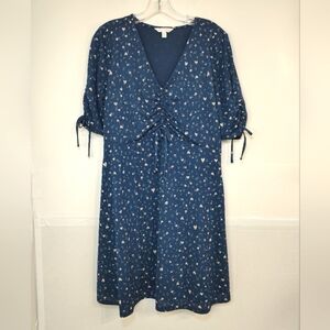 Lauren Conrad navy dress with pale pink Hearts print size (M)
